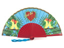 Khu Khu Feel the Love Hand-fan, from the Love Birds Hand-fan Collection - Brazilian-inspired hand-fans influenced by vintage postcards and stamps
