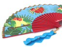 Khu Khu Feel the Love Hand-fan, from the Love Birds Hand-fan Collection - Brazilian-inspired hand-fans influenced by vintage postcards and stamps