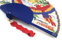 Khu Khu Paradise Parrots Hand-fan, from the Love Birds Hand-fan Collection - Brazilian-inspired hand-fans influenced by vintage postcards and stamps