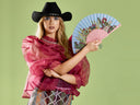 Desert Sparkler Hand Fan by Khu Khu. Handmade wooden Spanish folding fan