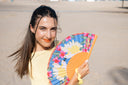 Cockatoo Kisses Hand Fan by Khu Khu. Handmade wooden Spanish folding fan