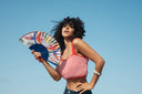 Paradise Parrots Hand Fan by Khu Khu. Handmade wooden Spanish folding fan