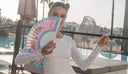 Love Lynxes Hand Fan by Khu Khu. Handmade wooden Spanish folding fan