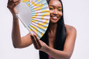 Banana Boomerang Hand Fan by Khu Khu. Handmade wooden Spanish folding fan