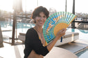 Lazy Leopards Hand Fan by Khu Khu. Handmade wooden Spanish folding fan