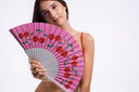 Cherry Top Hand Fan by Khu Khu. Handmade wooden Spanish folding fan