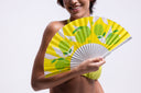 Lick of Lime Hand Fan by Khu Khu. Handmade wooden Spanish folding fan