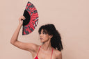 Red Papillon Hand Fan by Khu Khu. Handmade wooden Spanish folding fan