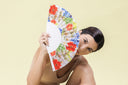 Summer Hand Fan by Khu Khu. Handmade wooden Spanish folding fan