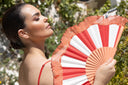 Napoli Red Hand Fan by Khu Khu. Handmade wooden Spanish folding fan