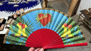 Khu Khu Feel the Love Hand-fan, from the Love Birds Hand-fan Collection - Brazilian-inspired hand-fans influenced by vintage postcards and stamps