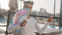 Khu Khu Love Lynxes Hand-fan, from the Cool Cats Hand-fan Collection - Rich and vibrant, vintage Indian-feel hand-fans
