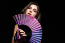 Khu Khu Cotinga Hand-fan, from the Painted Pleasures Hand-fan Collection - Chic, colourful, and cool hand-fans