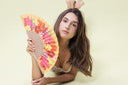 Khu Khu Autumn Hand-fan, from the Fan for all Seasons Hand-fan Collection - Hand-fans bursting with blooming flowers