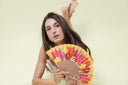 Khu Khu Autumn Hand-fan, from the Fan for all Seasons Hand-fan Collection - Hand-fans bursting with blooming flowers
