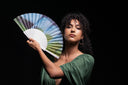 Khu Khu Macaw Hand-fan, from the Painted Pleasures Hand-fan Collection - Chic, colourful, and cool hand-fans