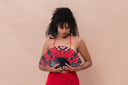 Khu Khu Red Papillon Hand-fan, from the Social Butterfly Hand-fan Collection - Hand-fans to flutter from event to event