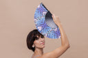 Khu Khu Blue Lyca Hand-fan, from the Social Butterfly Hand-fan Collection - Hand-fans to flutter from event to event
