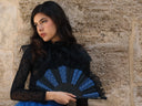 Khu Khu Bleu hand-fan, part of the Moulin Rouge Hand-fan Collection - Fantastique hand-fans that you can-can.