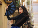 Khu Khu Bleu hand-fan, part of the Moulin Rouge Hand-fan Collection - Fantastique hand-fans that you can-can.