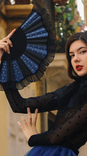 Khu Khu Moulin Bleu Hand-fan, from the Moulin Rouge Hand-fan Collection - Fantastique hand-fans that you can-can.