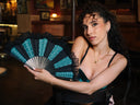 Khu Khu Moulin Vert Hand-fan, from the Moulin Rouge Hand-fan Collection - Fantastique hand-fans that you can-can.