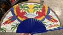Khu Khu Paradise Parrots Hand-fan, from the Love Birds Hand-fan Collection - Brazilian-inspired hand-fans influenced by vintage postcards and stamps