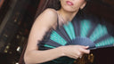 Khu Khu Moulin Vert Hand-fan, from the Moulin Rouge Hand-fan Collection - Fantastique hand-fans that you can-can.