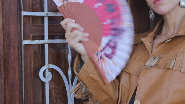 Khu Khu Rodeo Riders Hand-fan, from the Wild is the Wind Hand-fan Collection - Sparkling, rhinestone cowboy inspired hand-fans