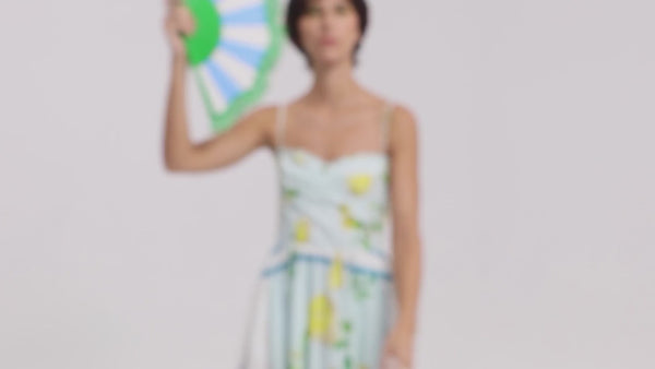 Khu Khu Amalfi Blue Hand-fan, from the Il Parasole Hand-fan Collection - Simply frilling hand-fans to celebrate La Dolce Vita