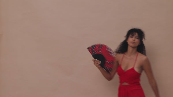 Khu Khu Red Papillon Hand-fan, from the Social Butterfly Hand-fan Collection - Hand-fans to flutter from event to event