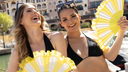 Khu Khu Tuscan Yellow Hand-fan, from the Il Parasole Hand-fan Collection - Simply frilling hand-fans to celebrate La Dolce Vita