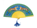 Khu Khu Lazy Leopards Hand-fan, from the Cool Cats Hand-fan Collection - Rich and vibrant, vintage Indian-feel hand-fans