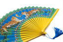 Khu Khu Lazy Leopards Hand-fan, from the Cool Cats Hand-fan Collection - Rich and vibrant, vintage Indian-feel hand-fans